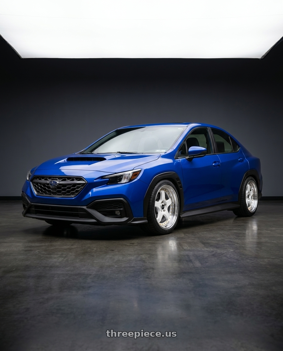 2023 Subaru WRX with MST Wheels MT07 5x114.3 18x9.5 +20 White w/Machined Lip Gold Rivets wheels