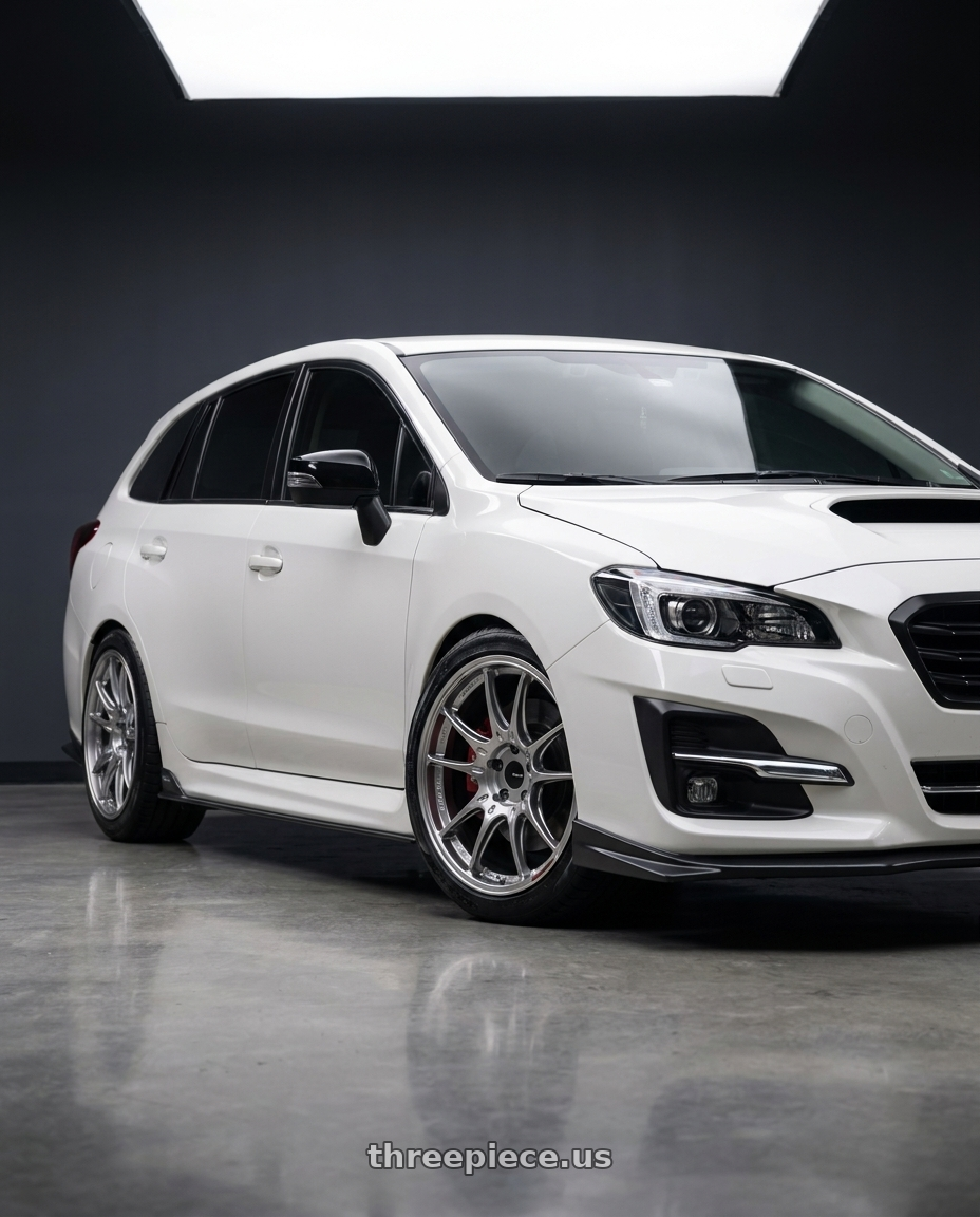 2020 subaru levorg  GTS STI type white with Enkei GTC02 5x120 18x8.5+35 Hyper Silver wheels