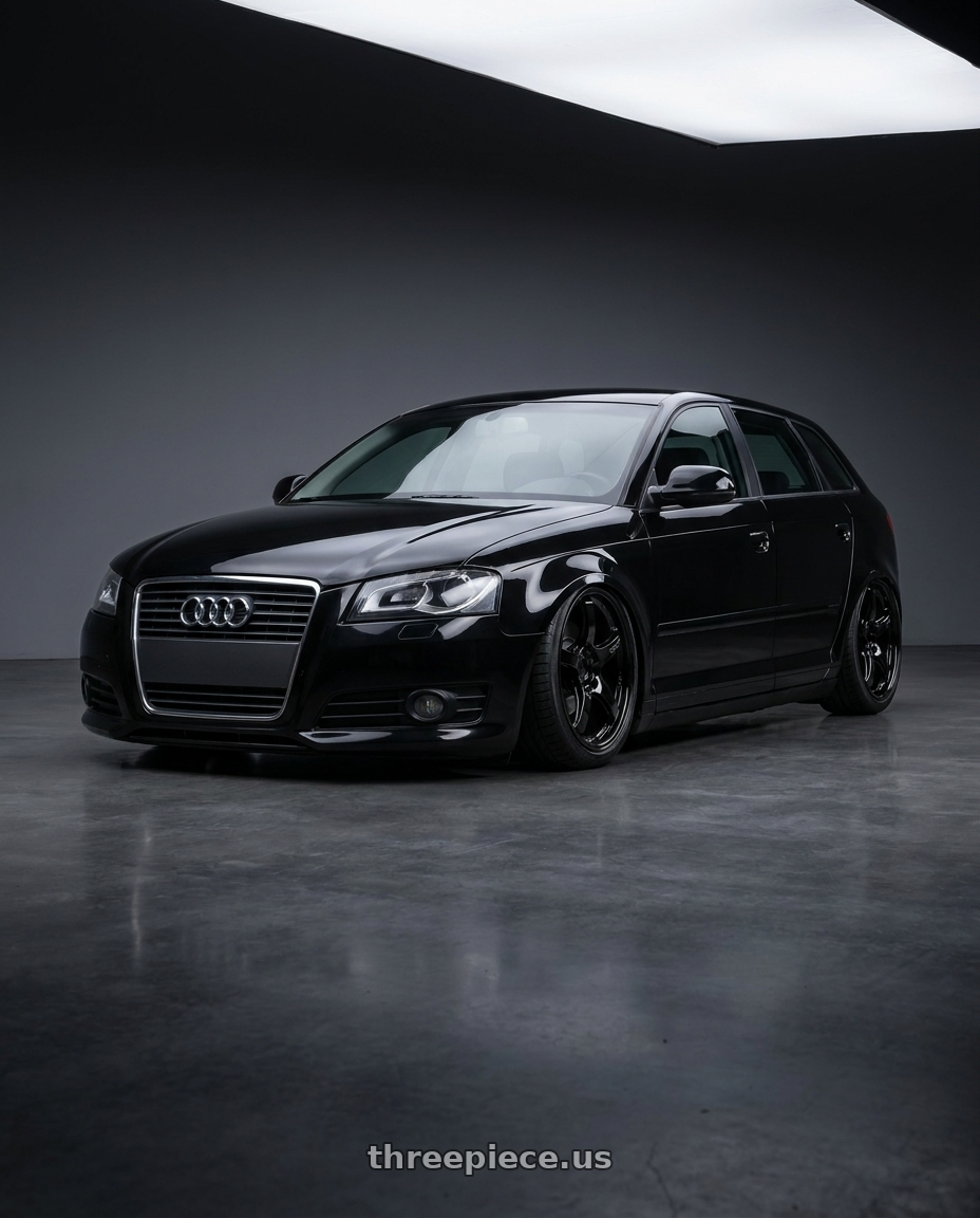 2012 Audi A3 8P with Gram Lights 57CR 5x112 19x8.5+45 Glossy Black wheels