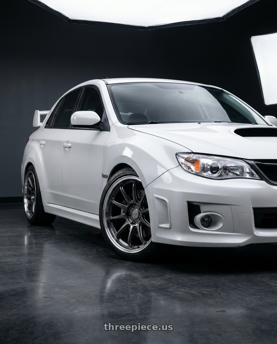 2013 subaru wrx sti with KATANA RACING HR06 5x114.3 18x9.5 +38 Gloss Gunmetal M Lip wheels
