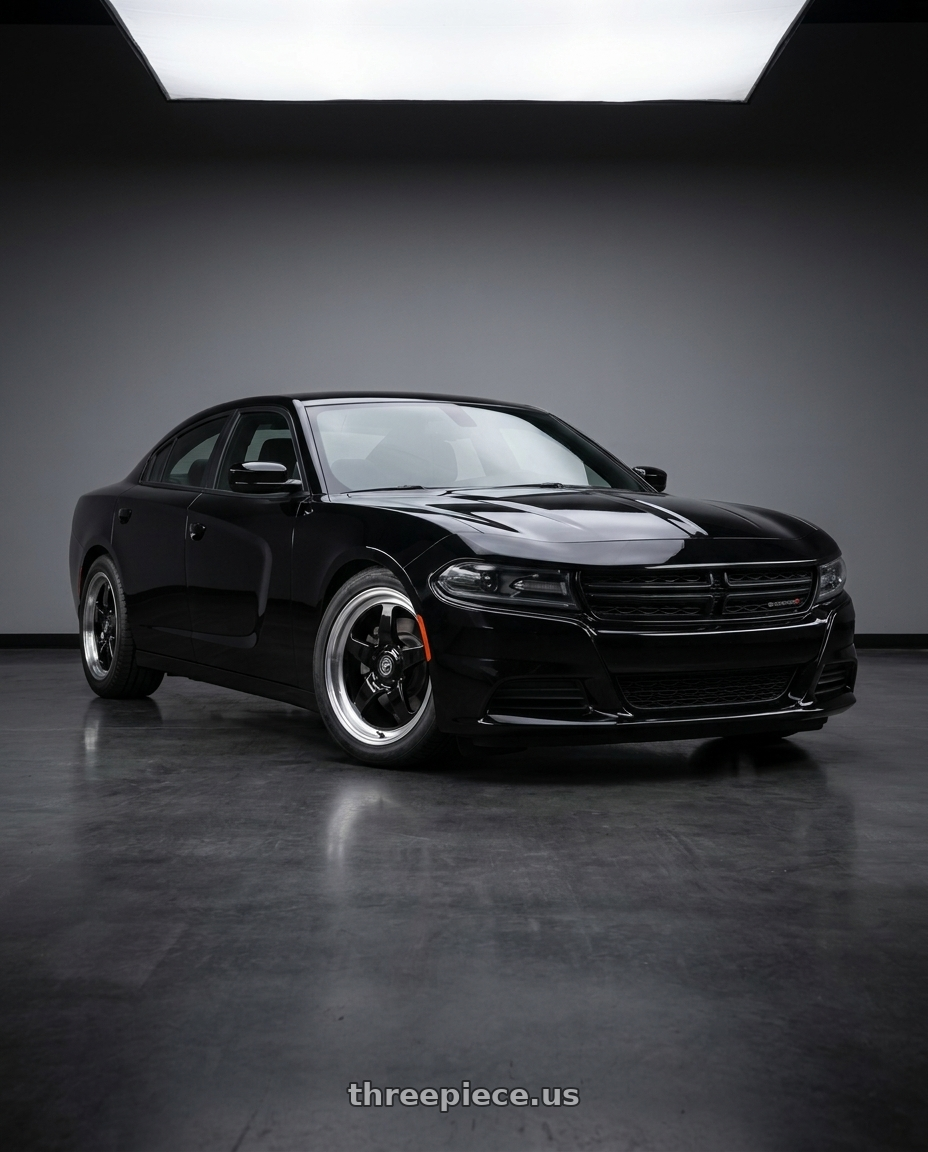 2021 Dodge Charger SXT with Forgestar D5 Drag 5x115 18x5 -37 Gloss Black Machined wheels