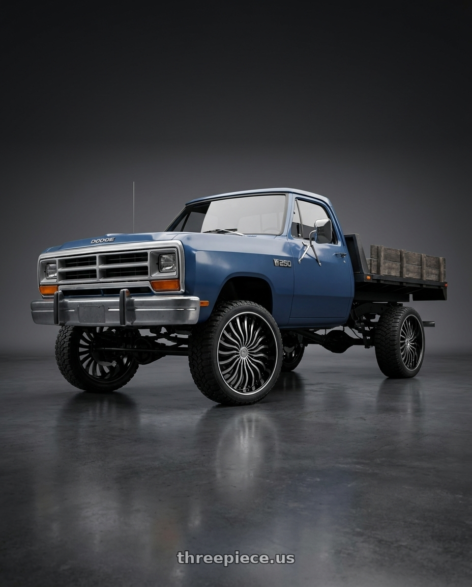 1986 Dodge w250 with ELURE 33 5X108/5X114.3 22x8 +35 BLACK MACHINED wheels