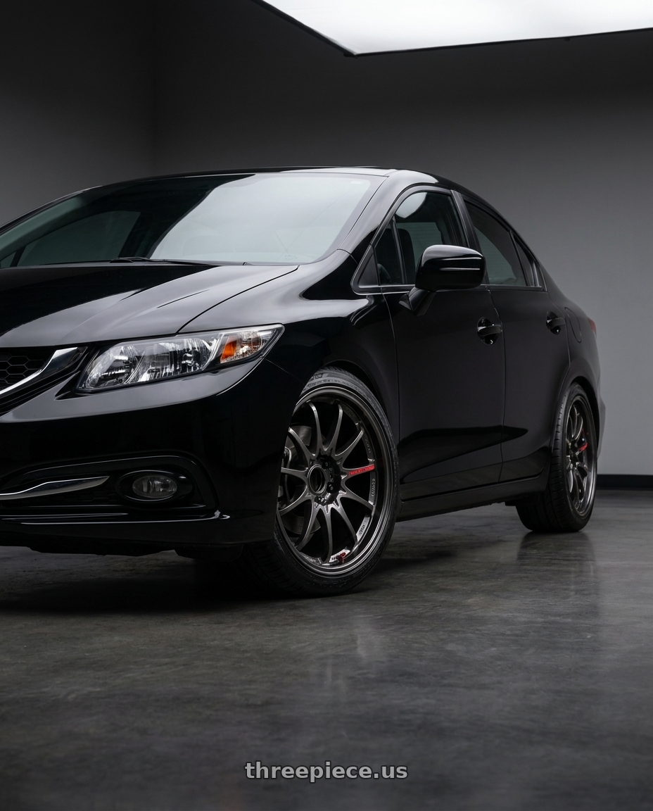 2014 Honda Civic with Volk Racing CE28 CLUB RACER II BK 5x114.3 17x9.5+28 Diamond Dark Gunmetal wheels