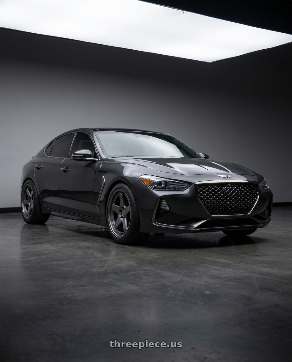 2019 Genesis G70 with Kansei K12G KNP 5X100 18x10.5 12 Gunmetal wheels
