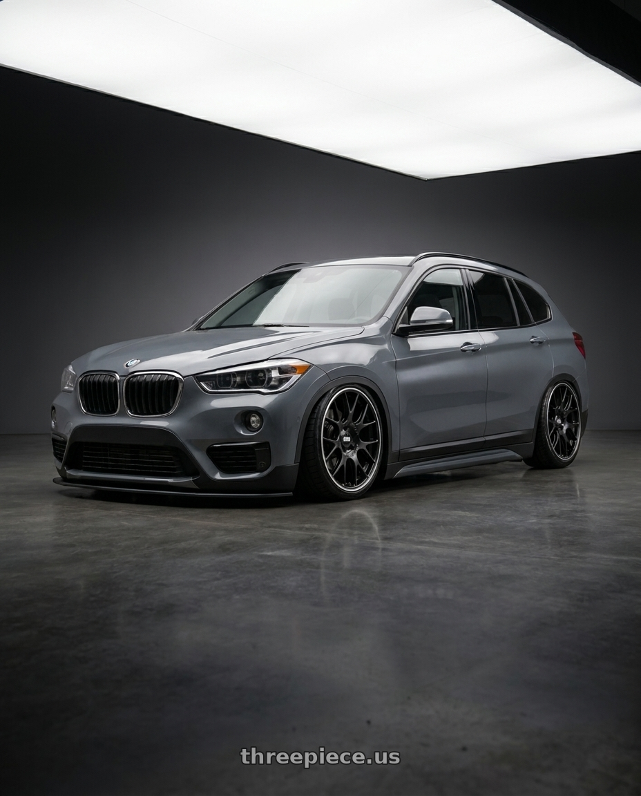 2018 Bmw x1 sdrive grey fitted with BBS CH-R 5x130 19x11 +56 Satin Black Polished Rim Protector $650 wheels