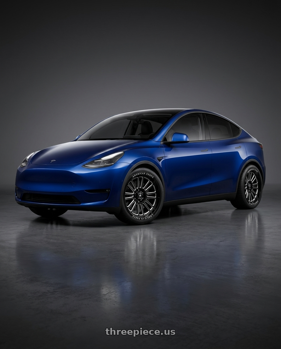 Tesla Y 2026 with American Force AC003 Weapon 6X139.7 22X10 -18 GLOSS BLACK MILLED wheels