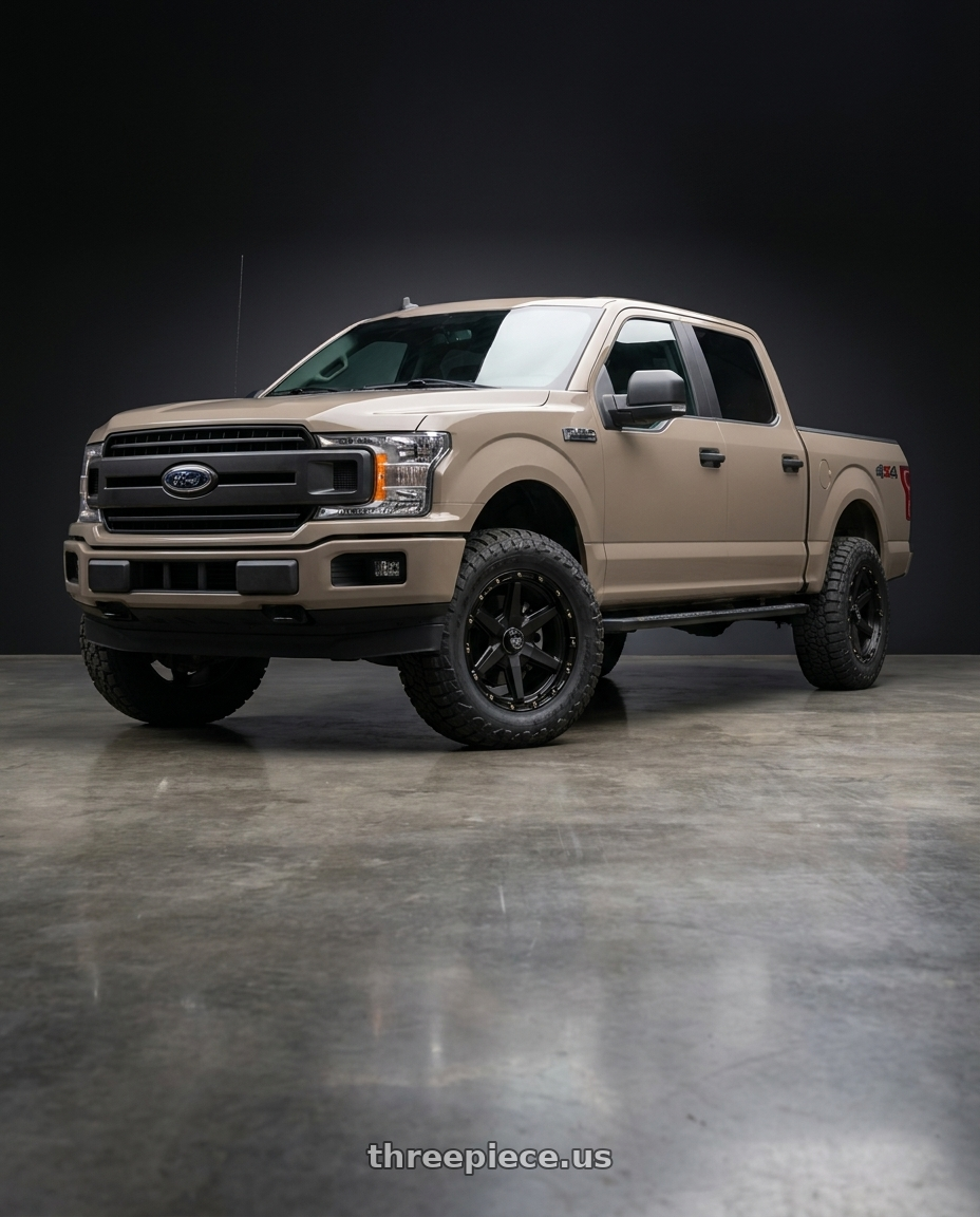 2019 Ford F-150 with KMC KM101 TEMPO 6X135/6X139.7 20X9 +18 SATIN BLACK wheels