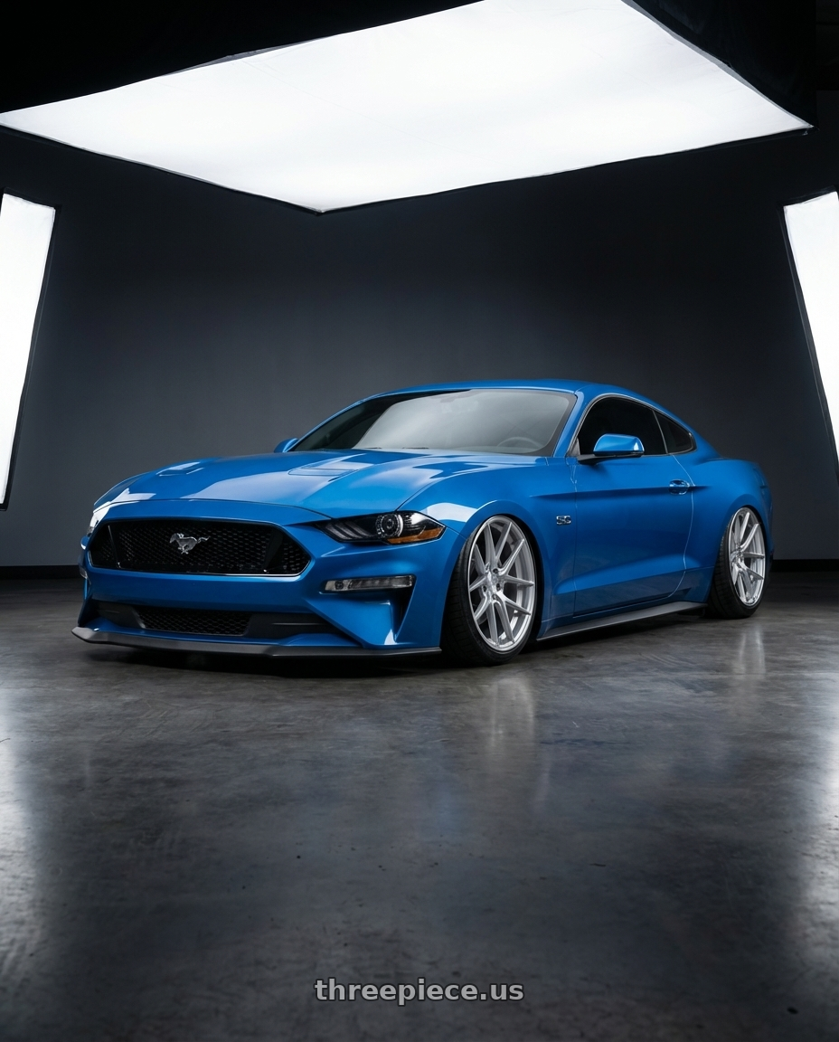 2022 Ford Mustang GT with Aodhan AFF3 5x114.3 20x9+32 Gloss Silver Machined Face wheels