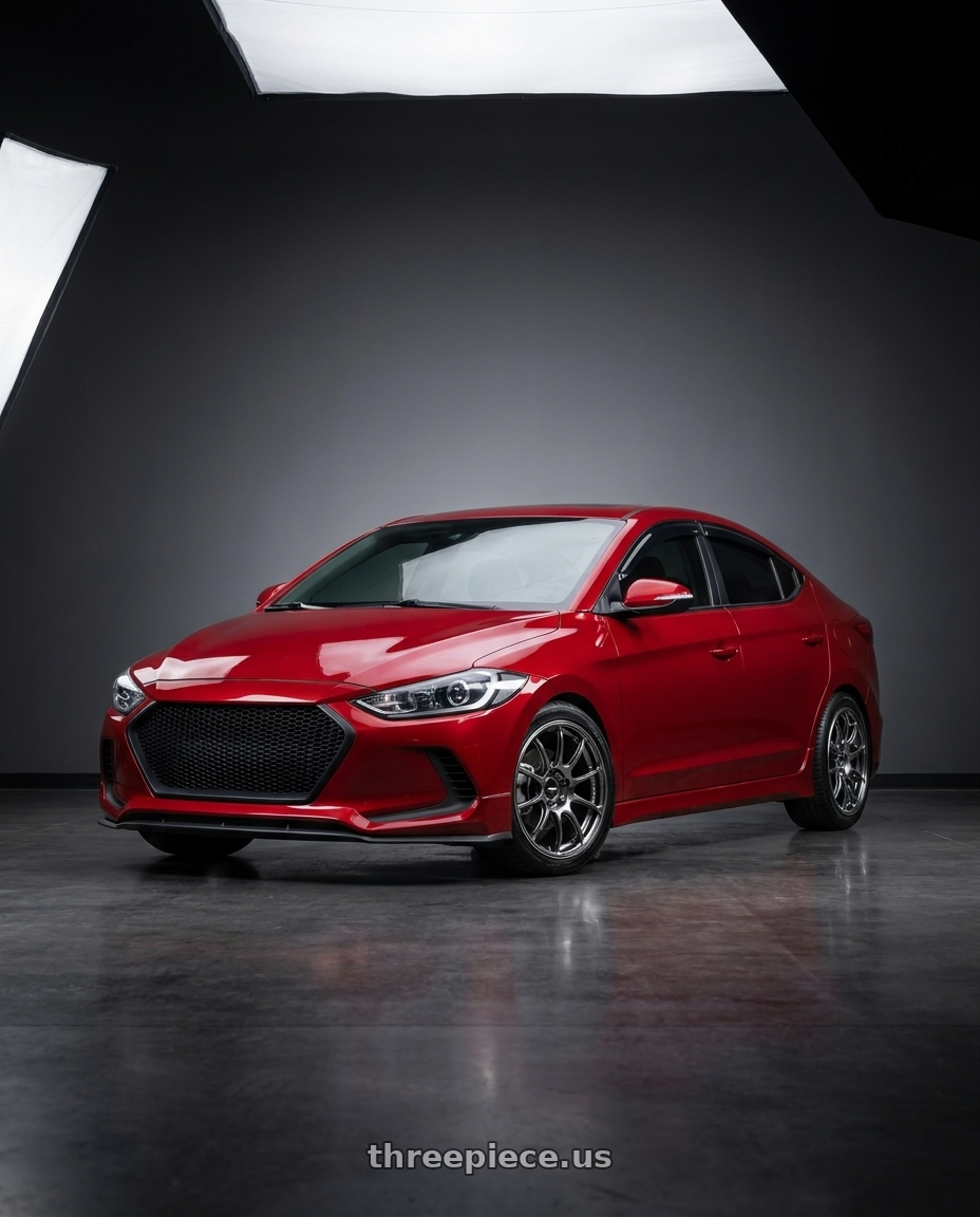 2017 Hyundai Elantra with Advan RZ II 5x114.3 17x7.5+48 Racing Hyper Black And Ring wheels
