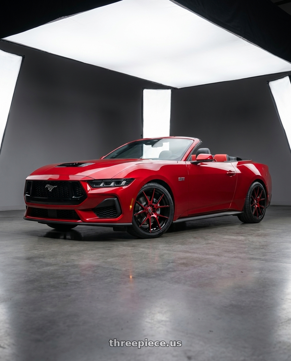2024 FORD Mustang GT with Spec-1 SP-71 4x100/4x114.3 17x8 +42 Gloss Black & Red Machined wheels