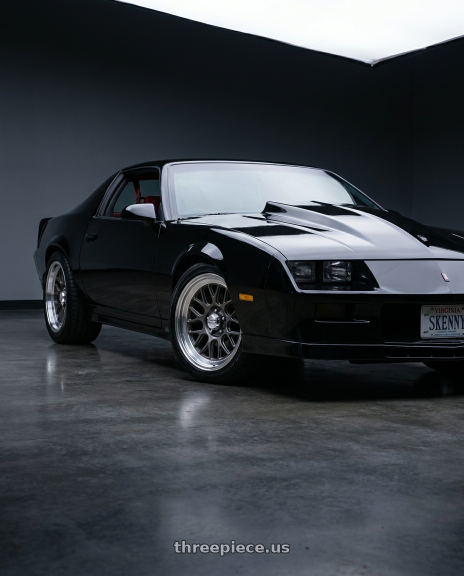 1982 Chevrolet Camaro with American Racing Vintage VN516 G-FORCE 5X114.3 18x8 +0 MATTE ANTHRACITE W/ DIAMOND CUT LIP wheels