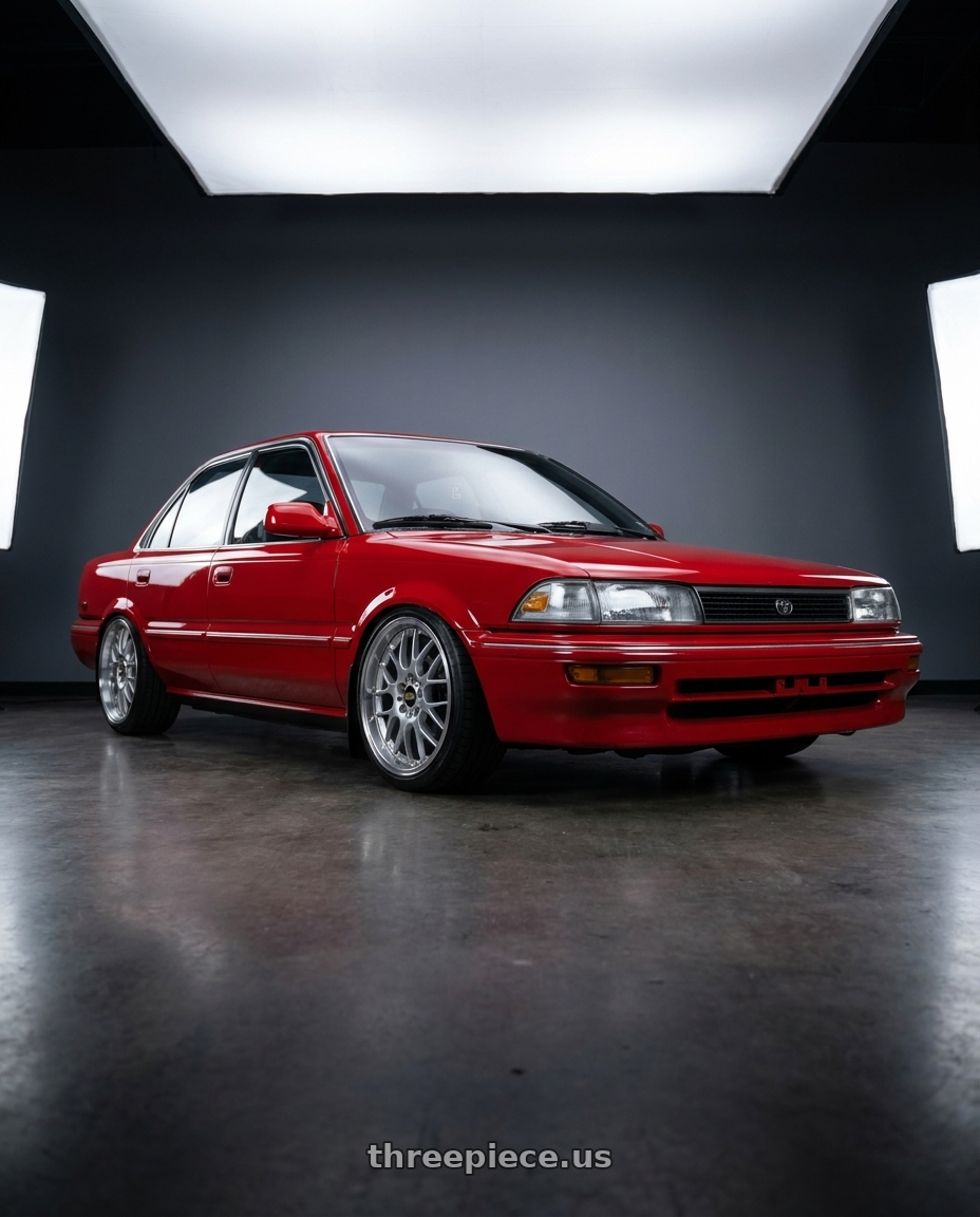 1991 Corolla ae92 3r3 red with BBS RS-GT 5x114.3 20x8.5+43 Diamond Silver wheels