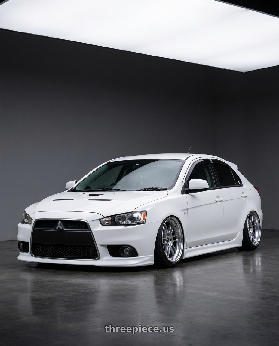 2014 Mitsubishi Lancer Sportback with Work Wheels VS-KF 5X114.3 19x8+15 Brilliant Silver Black A Disk FULL REVERSE wheels