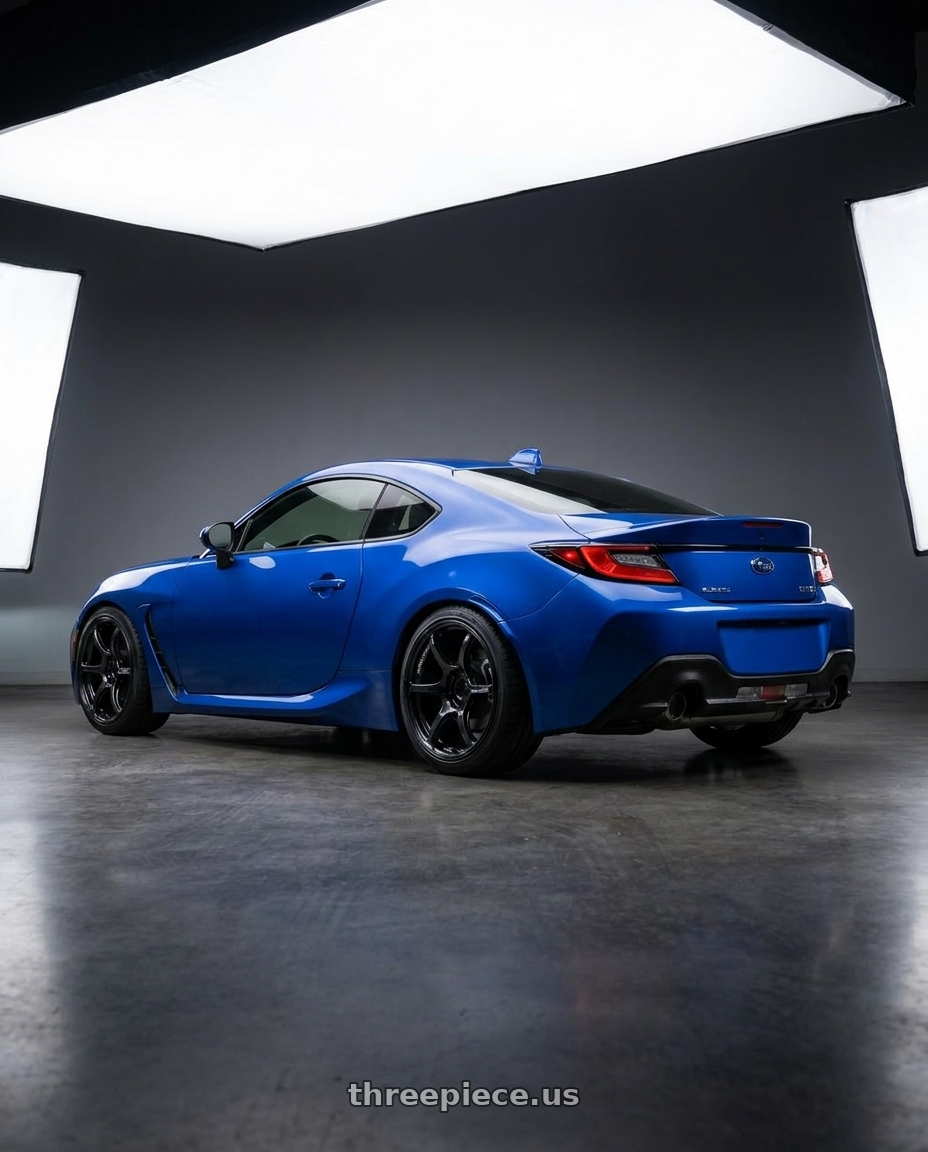 2024 Subaru BRZ with Advan RGIII 5x114.3 18x9.0+35 Gloss Black wheels rear three quarter view square tires