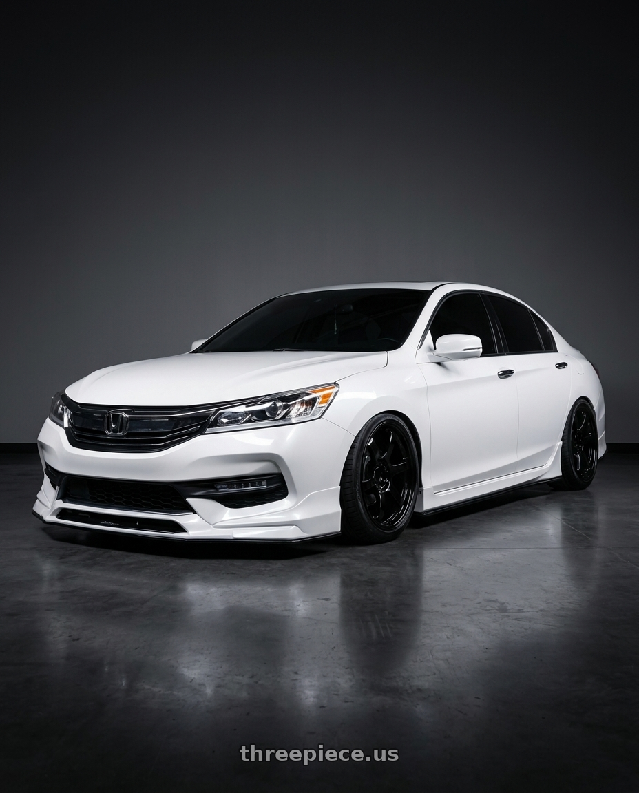 2016 Honda accord with Gram Lights 57DR 5x108 18x8.5 +37 GLOSSY BLACK wheels