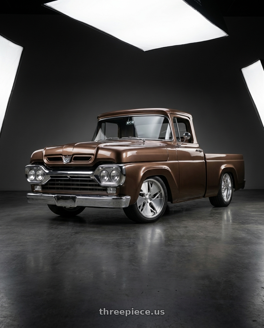 1960 ford f100 with Work Gnosis Cvd 5x114.3 19x9.5+38 A Disk Brush Silver Clear wheels