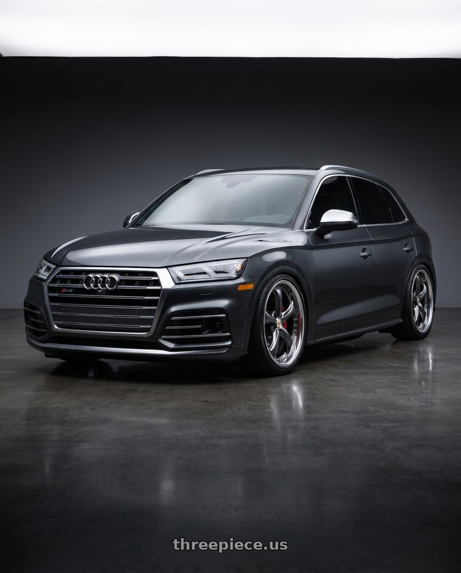 2018 Audi sq5 with Work Wheels VS-KF 5x112 21x10+28 Brilliant Silver Black A Disk FULL REVERSE wheels