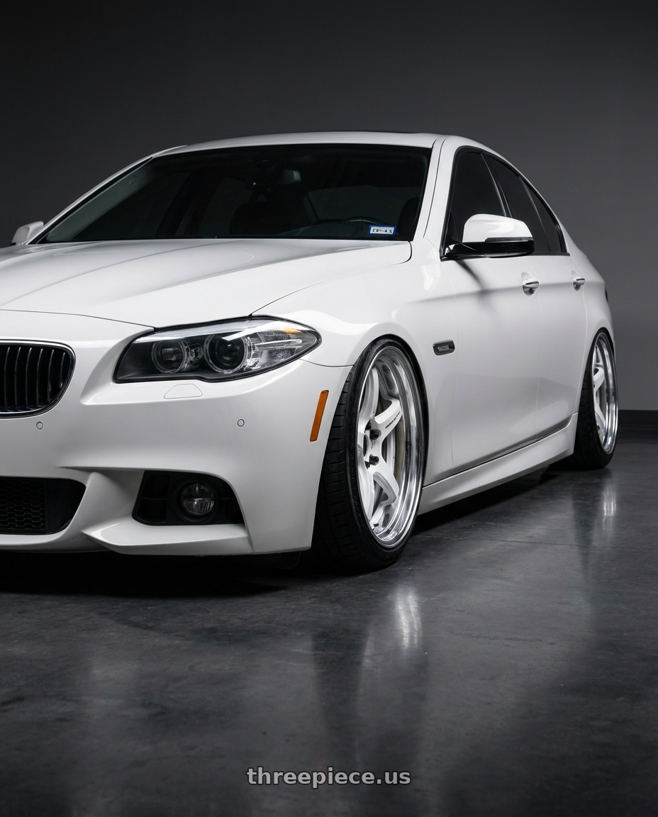 2016 bmw 535i with Work T5R 2P 5x120 18x10.5 +12 WHITE wheels