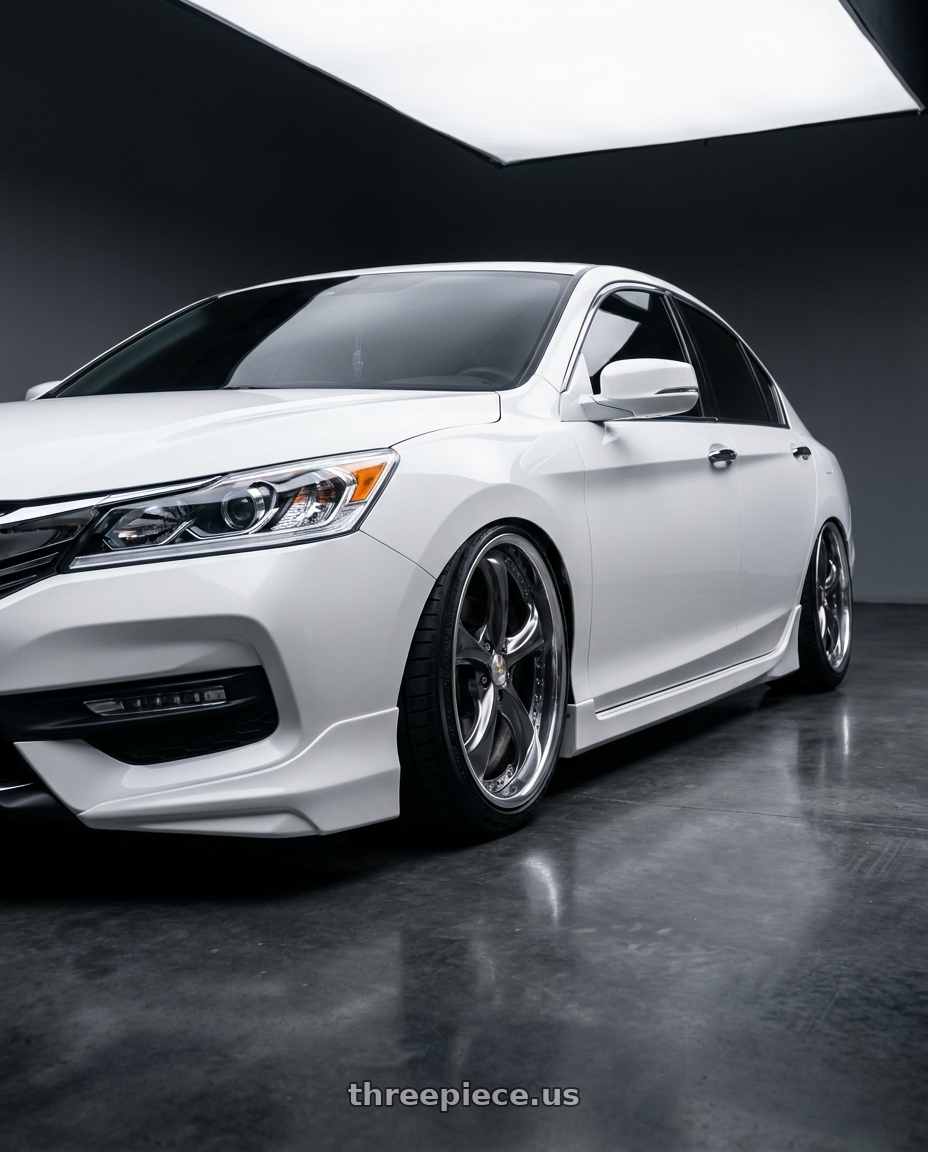 2016 Honda accord with Work Wheels VS-KF 5x100 19x8.5+1 Brilliant Silver Black R Disk FULL REVERSE wheels