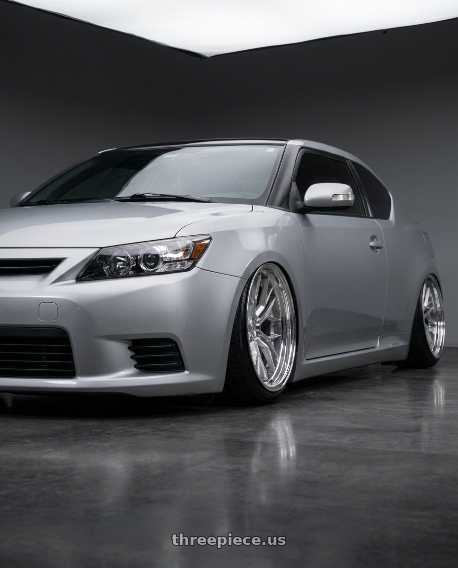 2012 scion tc with Rohana RFC3 5x114.3 20x10 +40 Machine Silver/Stainless Lip wheels
