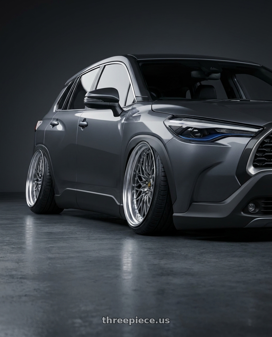 2023 Toyota Corolla cross with Work Vs-Xv 5x100 18x8.5-5 A Disk Brilliant Silver Black wheels