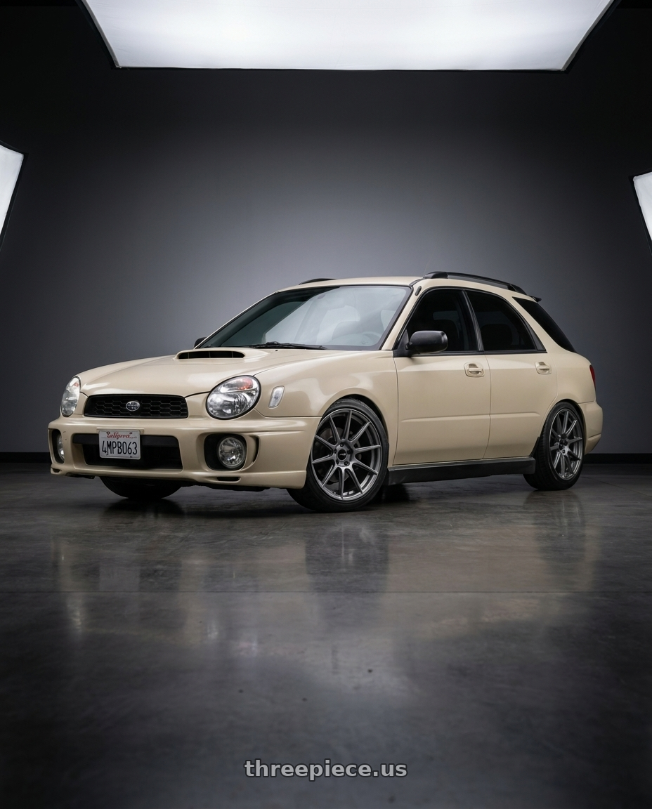 2002 subaru wrx wagon with Enkei TS10 5x100 17x9+45 Grey wheels