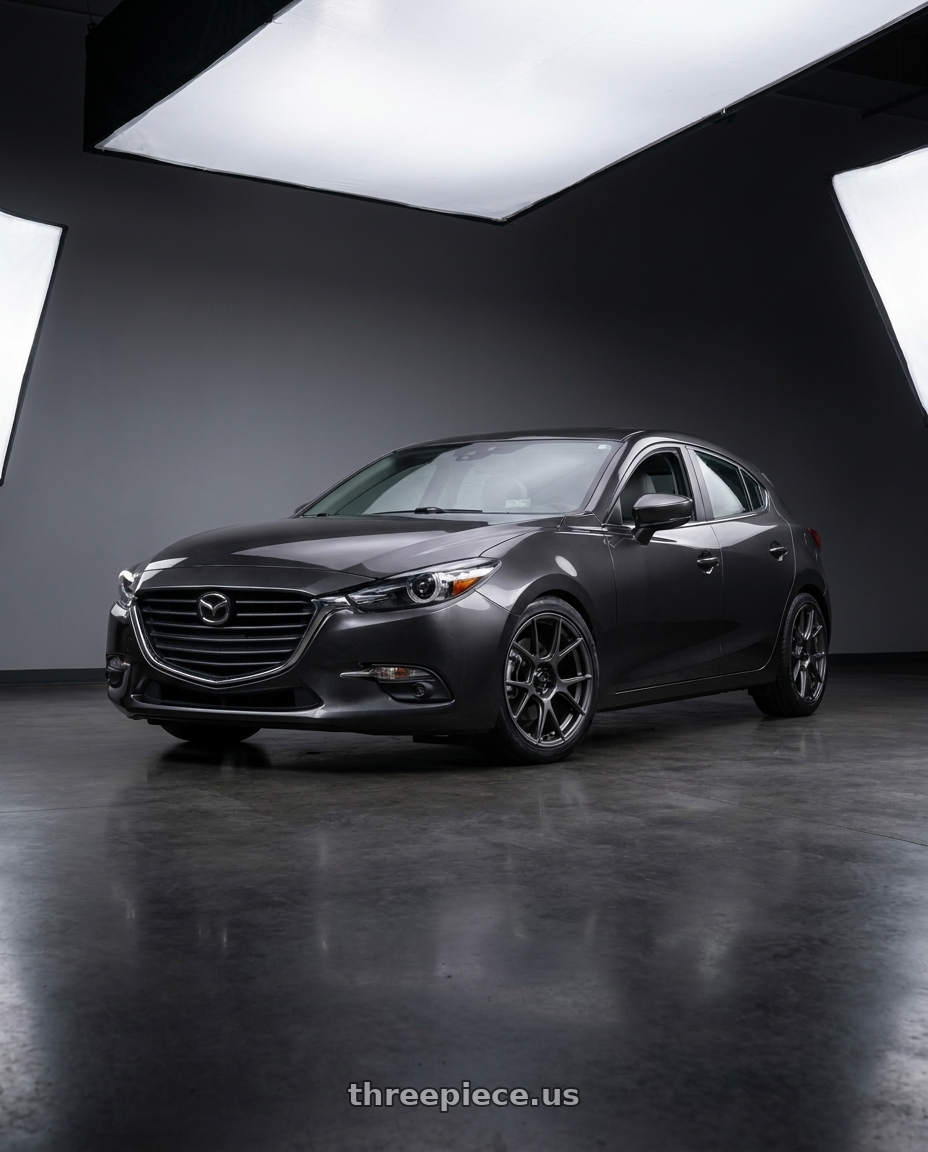 2017 Mazda Mazda3 Grand Touring with Konig Ampliform 5x114.3 18x8.5+35 Dark Metallic Graphite wheels