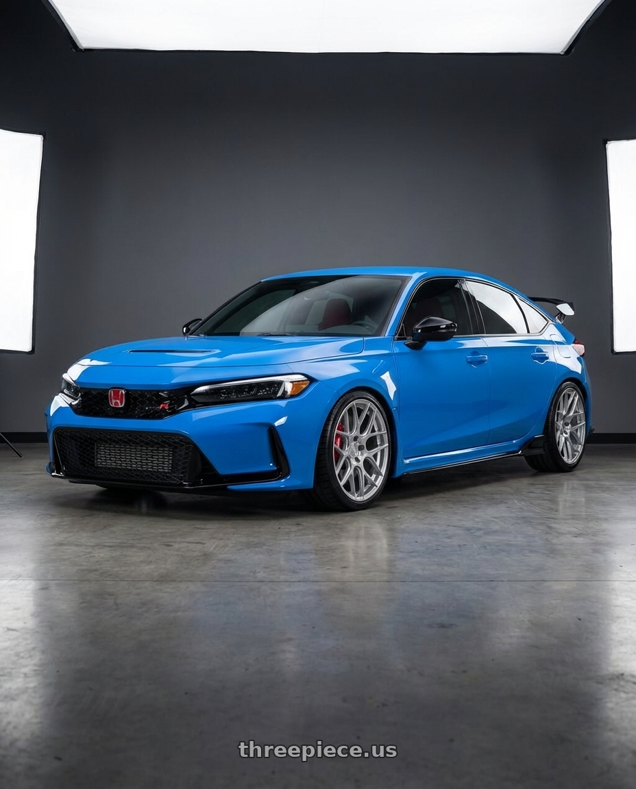 2024 Honda Civic Type R with Aodhan AFF2 5x120 19x9.5+35 Gloss Silver Machined Face wheels