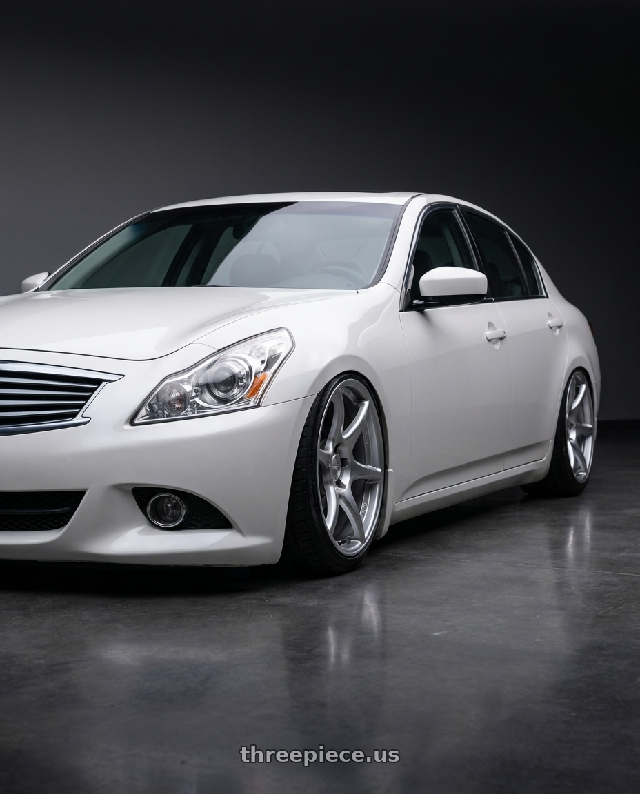 2012 Infiniti G37 with Kansei K11S Tandem 5x114.3 19x9.5 22 Hyper Silver wheels