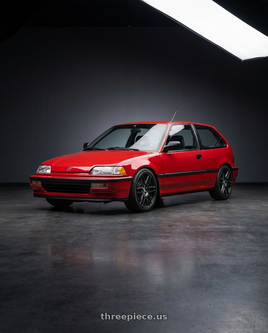 1990 Honda Civic Hatchback with Niche 1PC M106 NR6 4X100/4X114.3 18X8 +40 MATTE BLACK MILLED wheels