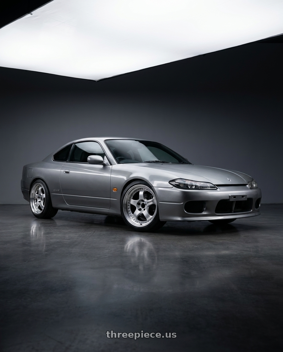 2001 Nissan Silvia S15 with Work Meister S1 3P 5x114.3 18x9.5+35 L Disk Silver wheels