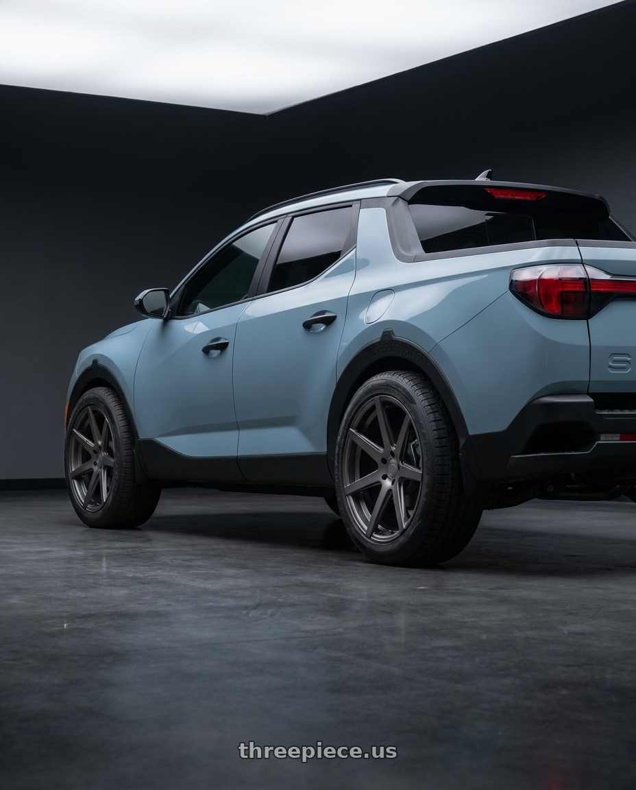 2026 Hyundai Santa Cruz SEL Activity  with Rohana RC7 5x114.3 20x9+42 Matte Graphite wheels rear three quarter view meaty tires