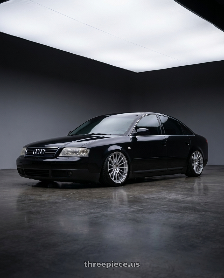 bagged 1999 audi a6 c5  with Enkei RS05-RR 5x114.3 18x11+16 Sparkle Silver wheels