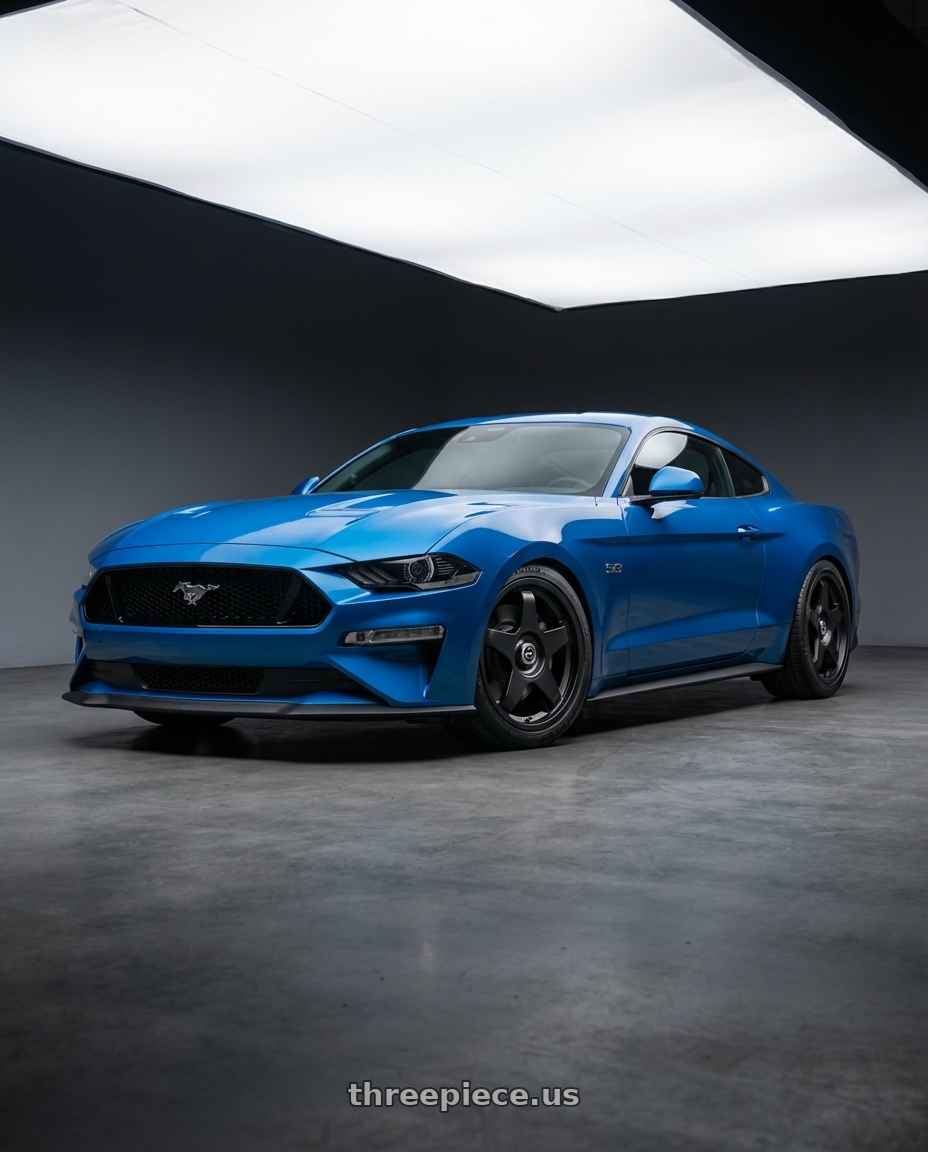 2022 Ford Mustang GT with fifteen52 CHICANE 5x114.3 / 5x120 19x8.5 +35 ASPHALT BLACK (SATIN BLACK) wheels