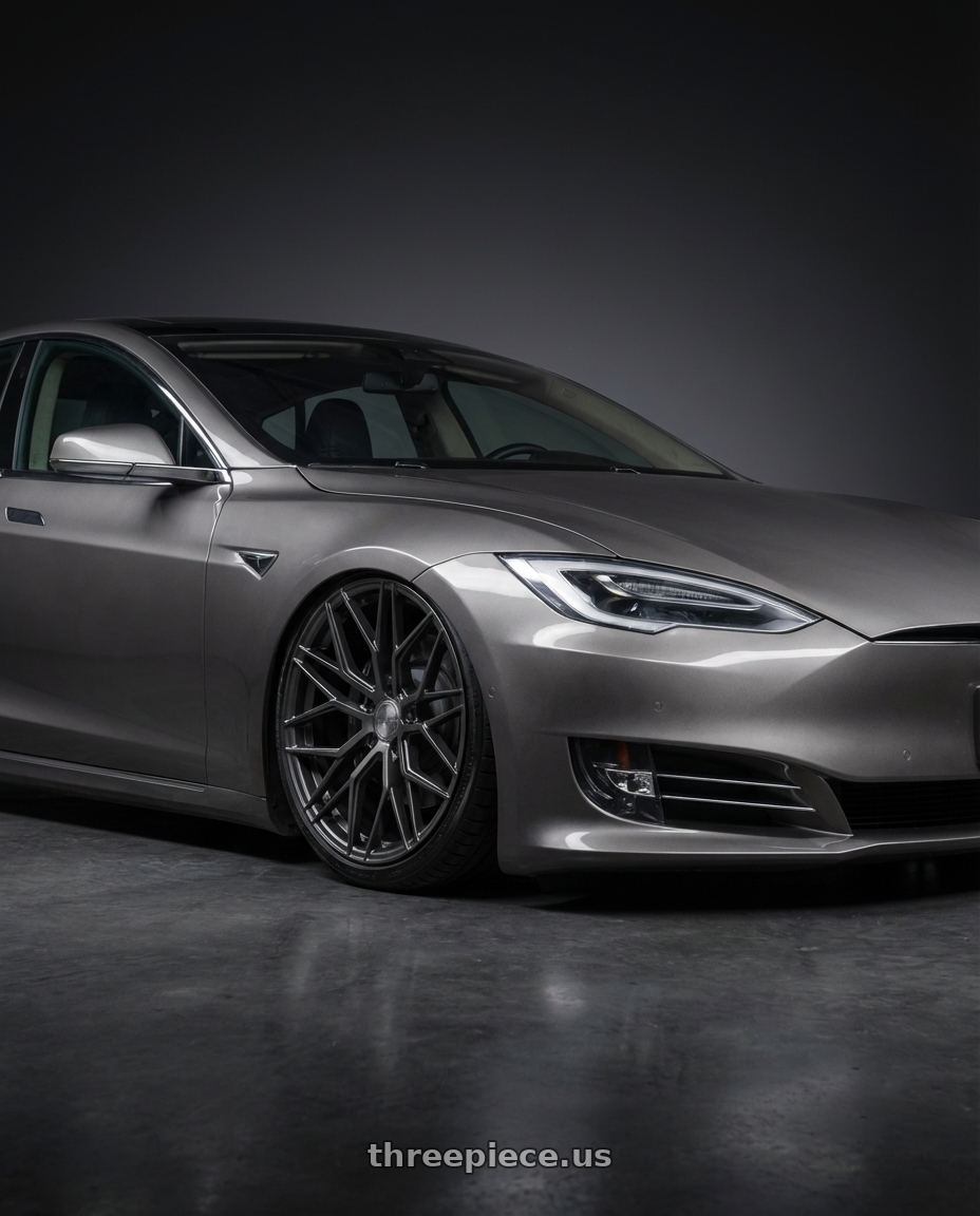 2018 Tesla Model S with Avant Garde Wheels M520R 5X120 21x12 +52 Dark Graphite Metallic wheels