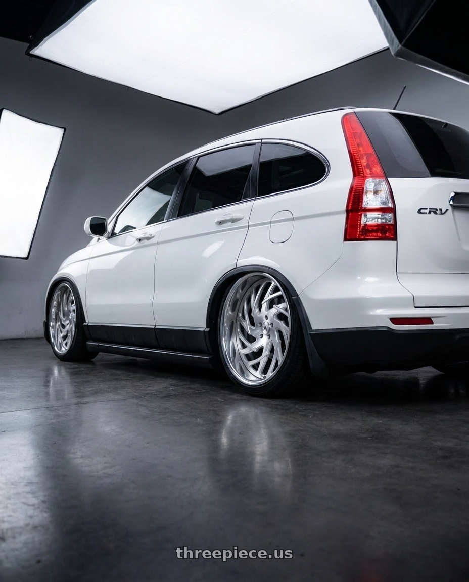 2009 HONDA CRV 3 with Asanti Forged AF864 5X127 26X9 -2 BRUSHED wheels rear three quarter view slight stretch tires