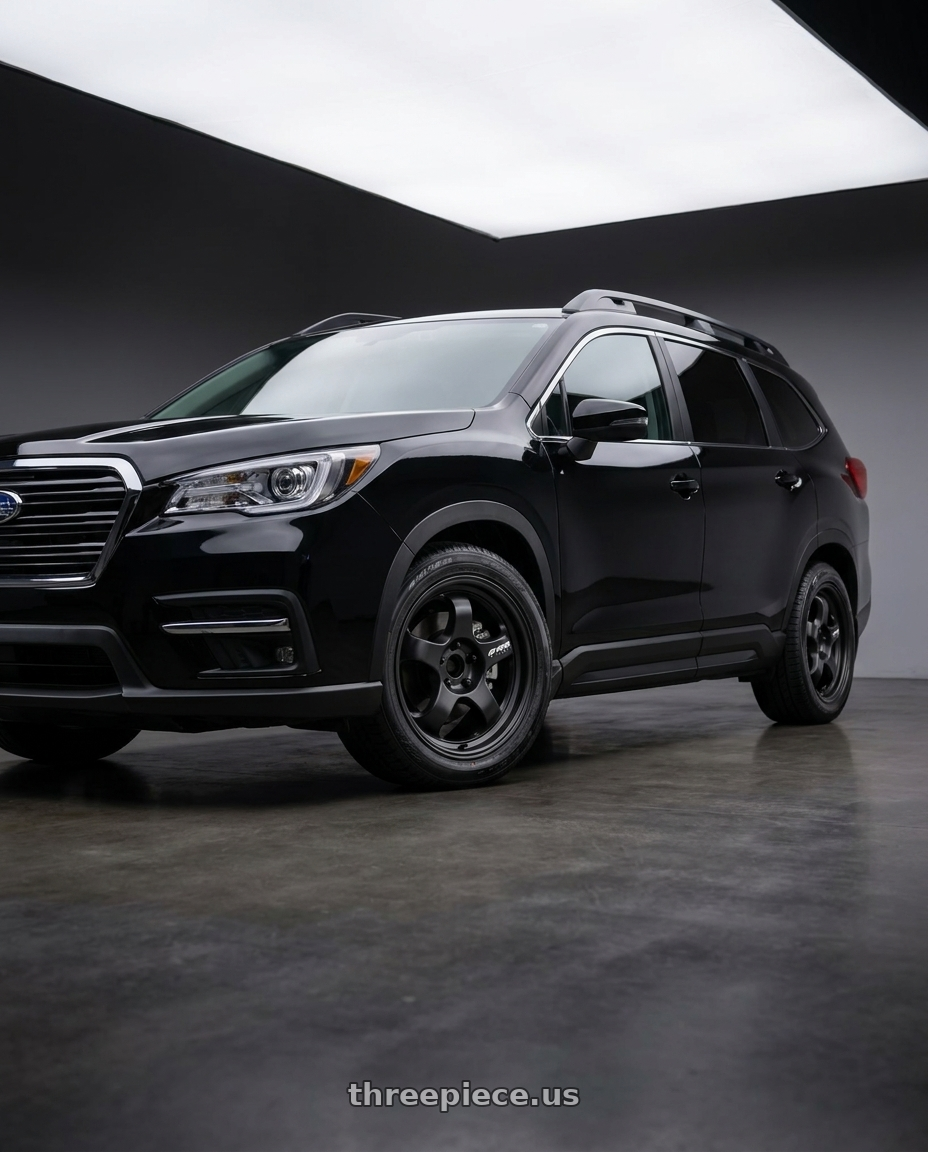 2025 Subaru Ascent Black with WORK Meister S1 SUV 6x139.7 18x9+18 Matte Black wheels
