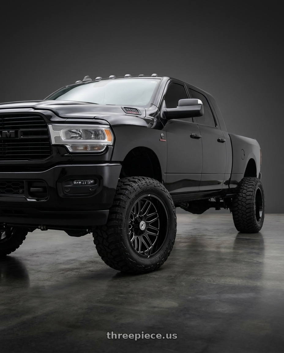 2019 dodge mega cab dually with XF Off-Road XF-240 6x135/6x139.7 20x10 -24 Gloss Black & Milled wheels