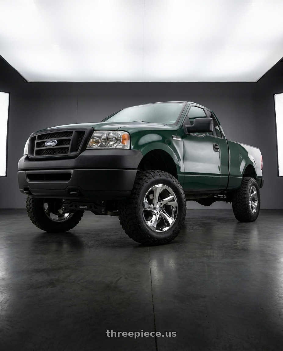 2008 F150 xl forest green with Shift Strut 5x114.3 17x8 +35 Chrome wheels