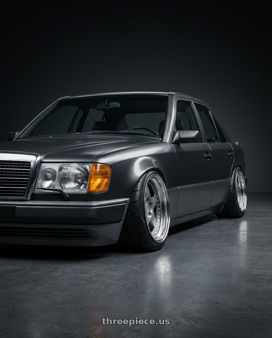 1989 Mercedes W124 230e with Work Vs Xv 5x100 18x940 A Disk Brilliant Silver Black 18x9 Et40 wheels