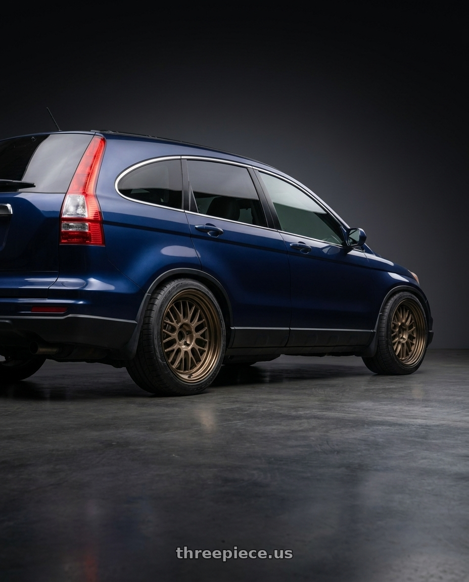 2009 Honda Crv3 with Volk Racing 21A 5x114.3 18X12-15  Bronze wheels rear three quarter view square tires