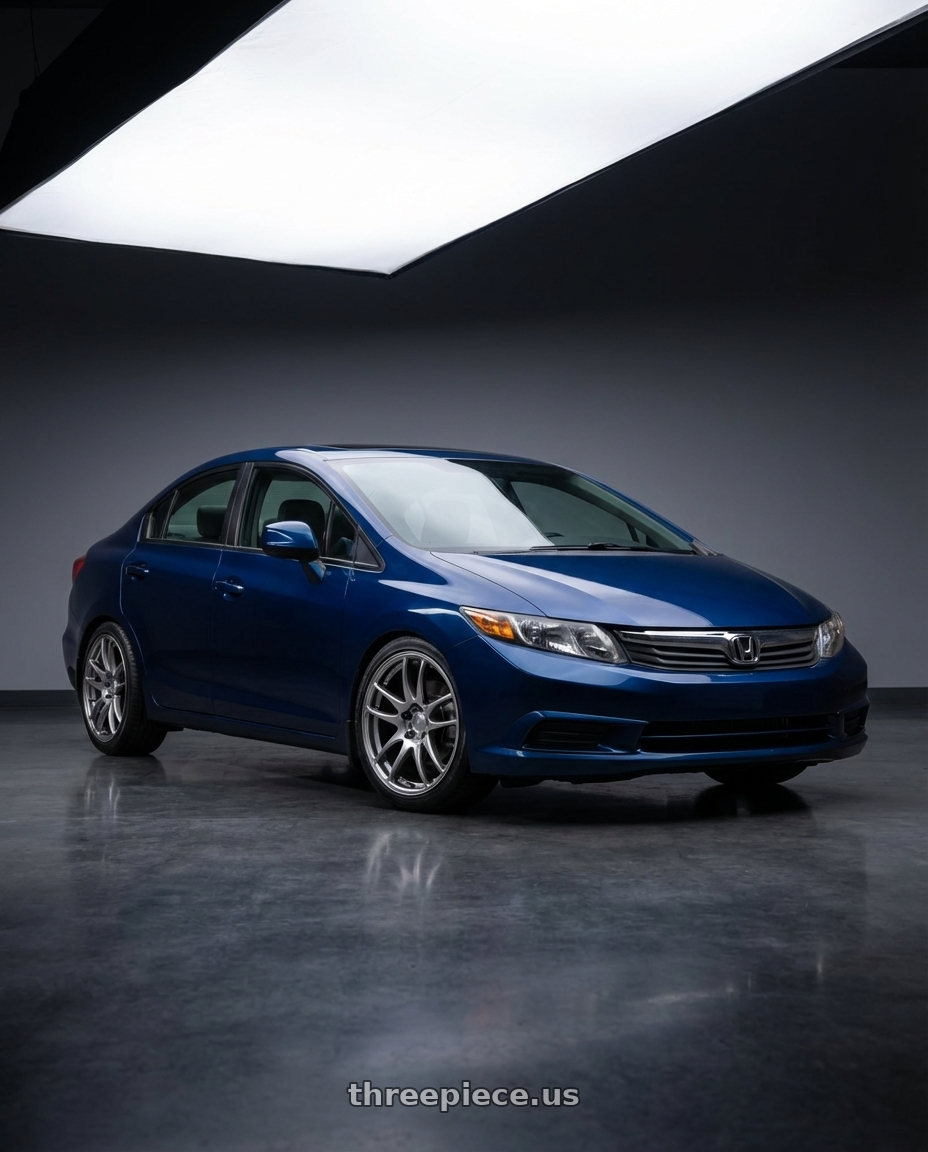 2012 Civic EX with Work Emotion Cr Kiwami 4x100 17x7 +38 Gt Silver wheels