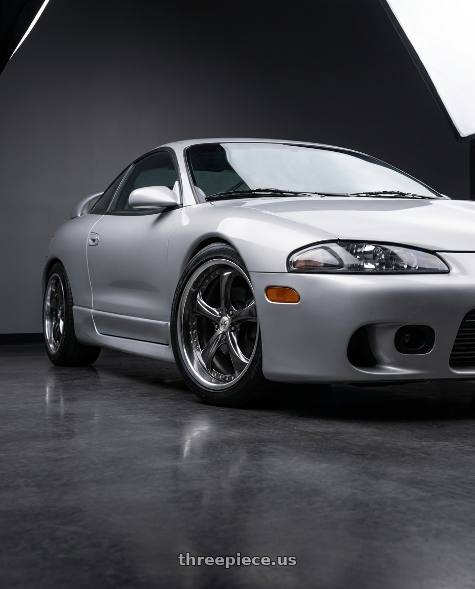 1998 mitsubishi eclipse gsx with Work Wheels VS-KF 5x114.3 18x10.5-16 Brilliant Silver Black L Disk FULL REVERSE wheels