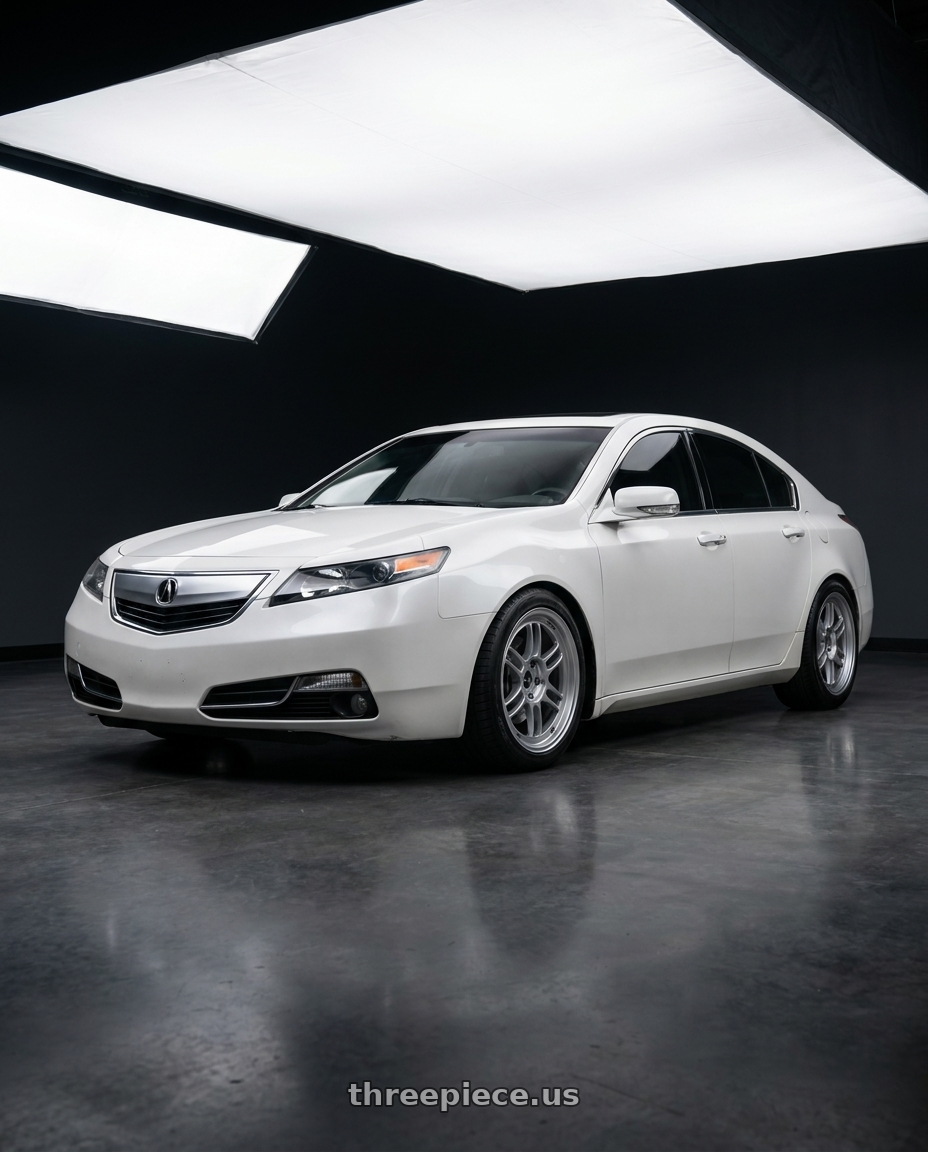 2013 Acura TL SH-AWD White with Enkei RPF1 5x120 18x8.5+40 Silver wheels