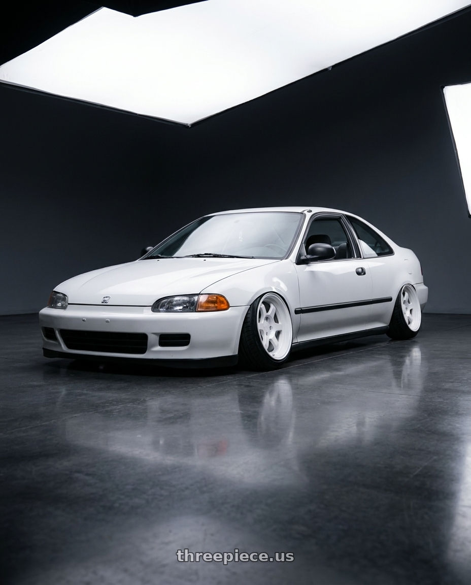 1993 Honda Civc  with 9six9 SIX-1 Deep 4x100 15X8 +20 Competition White wheels