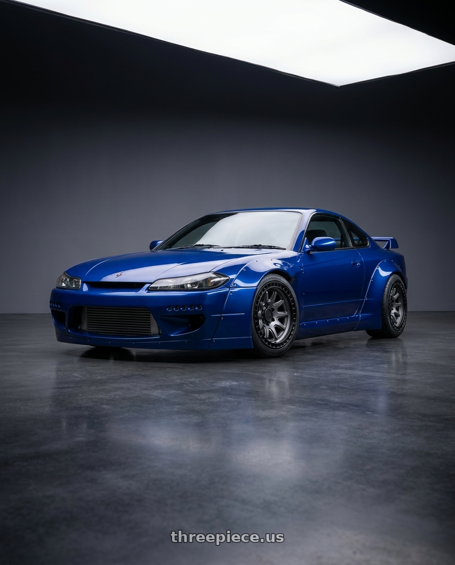 Nissan 240sx 1999 with Black Rhino CALICO 5X127 17X8.5 +34 MATTE GUNMETAL W/ MATTE BLACK LIP wheels