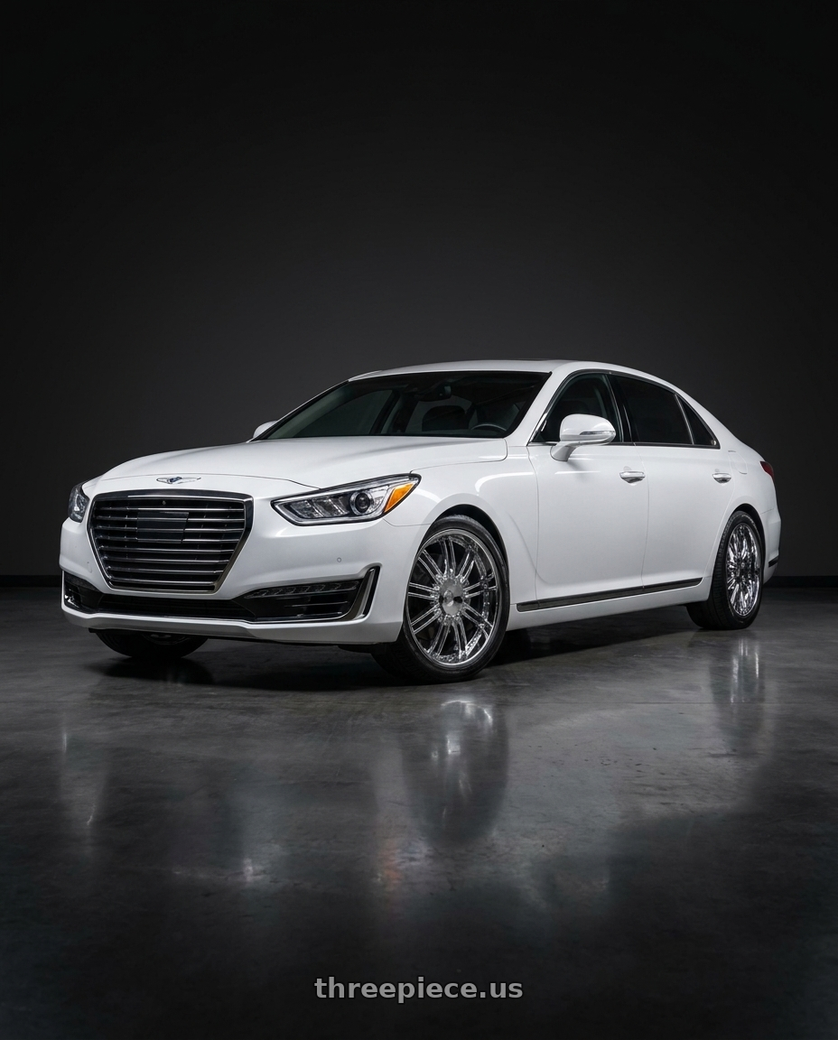 2018 genesis g90 ultimate with Cavallo CLV-54 5x114.3/5x120 20x8.5 +35 Nano Chrome wheels