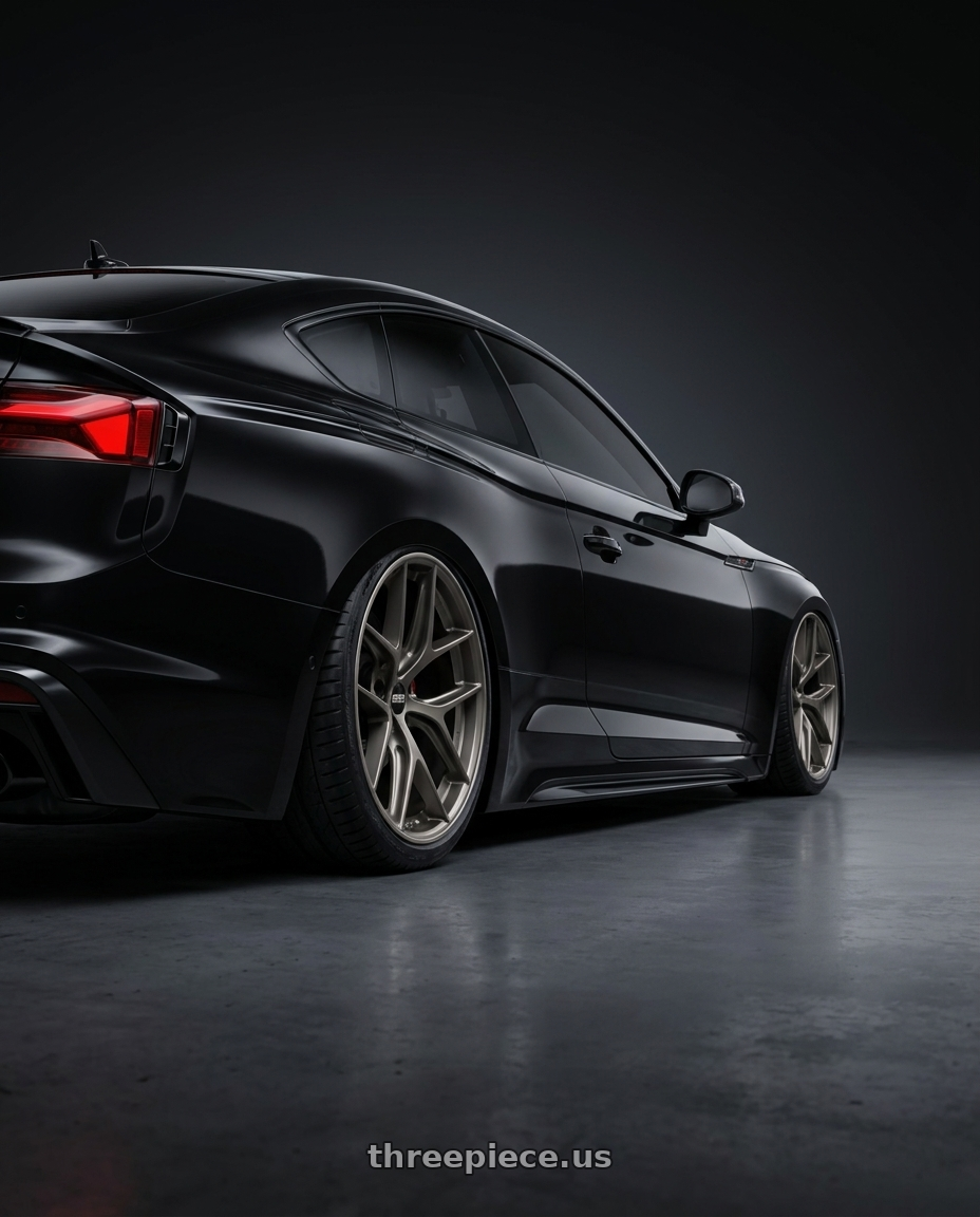2022 Audi RS5 with BBS CC-R 5x112 20x8.0+27 Satin Platinum wheels rear three quarter view slight stretch tires