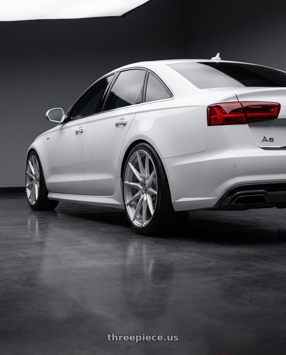2018 audi a6 Sline with Brada Wheels CX2 5x112 19x11 +20 Brushed Hyper Silver wheels rear three quarter view square tires