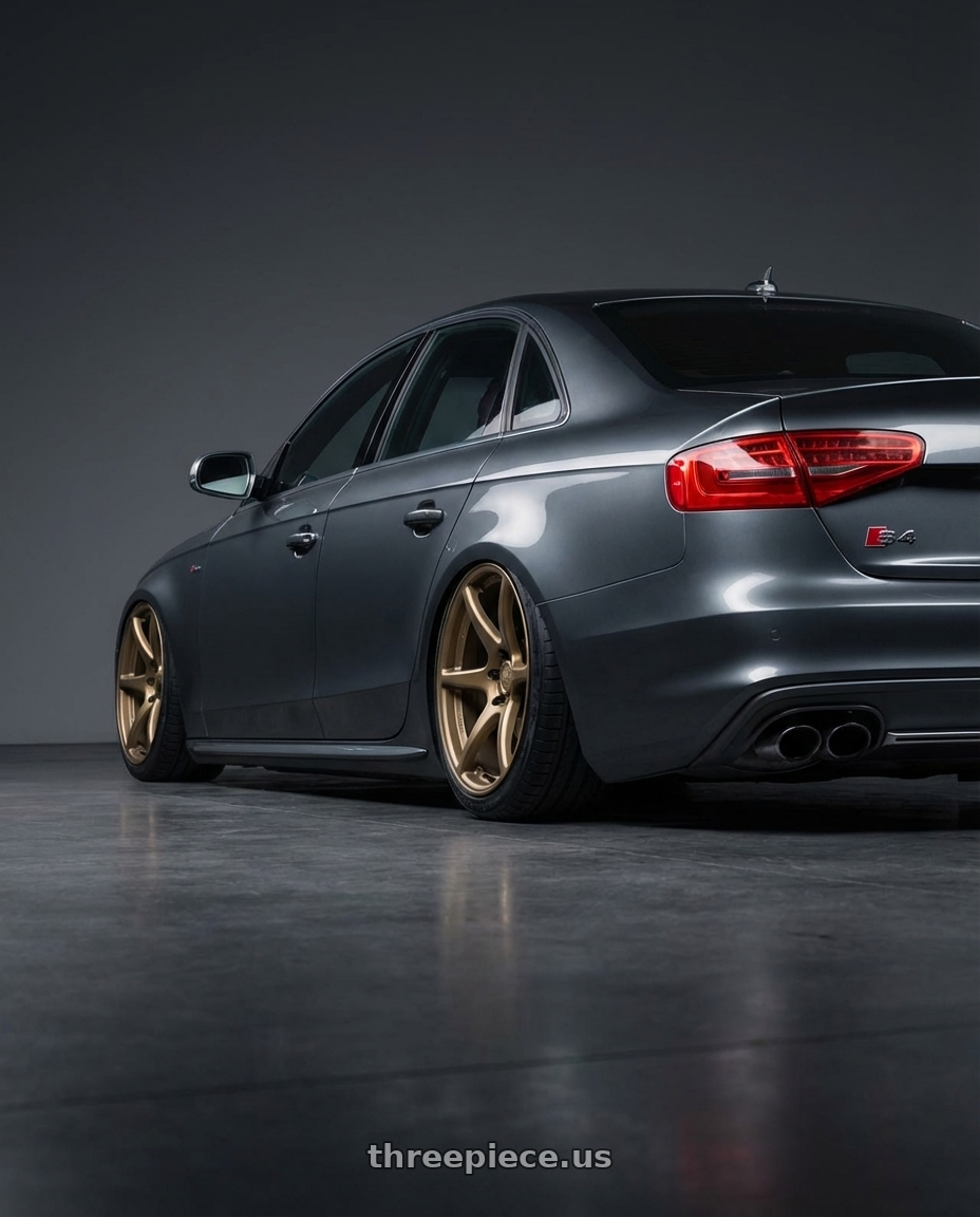 2015 Audi S4 B8.5 with Kansei K11B Tandem 5X112 19x9.5 22 Bronze wheels rear three quarter view slight stretch tires